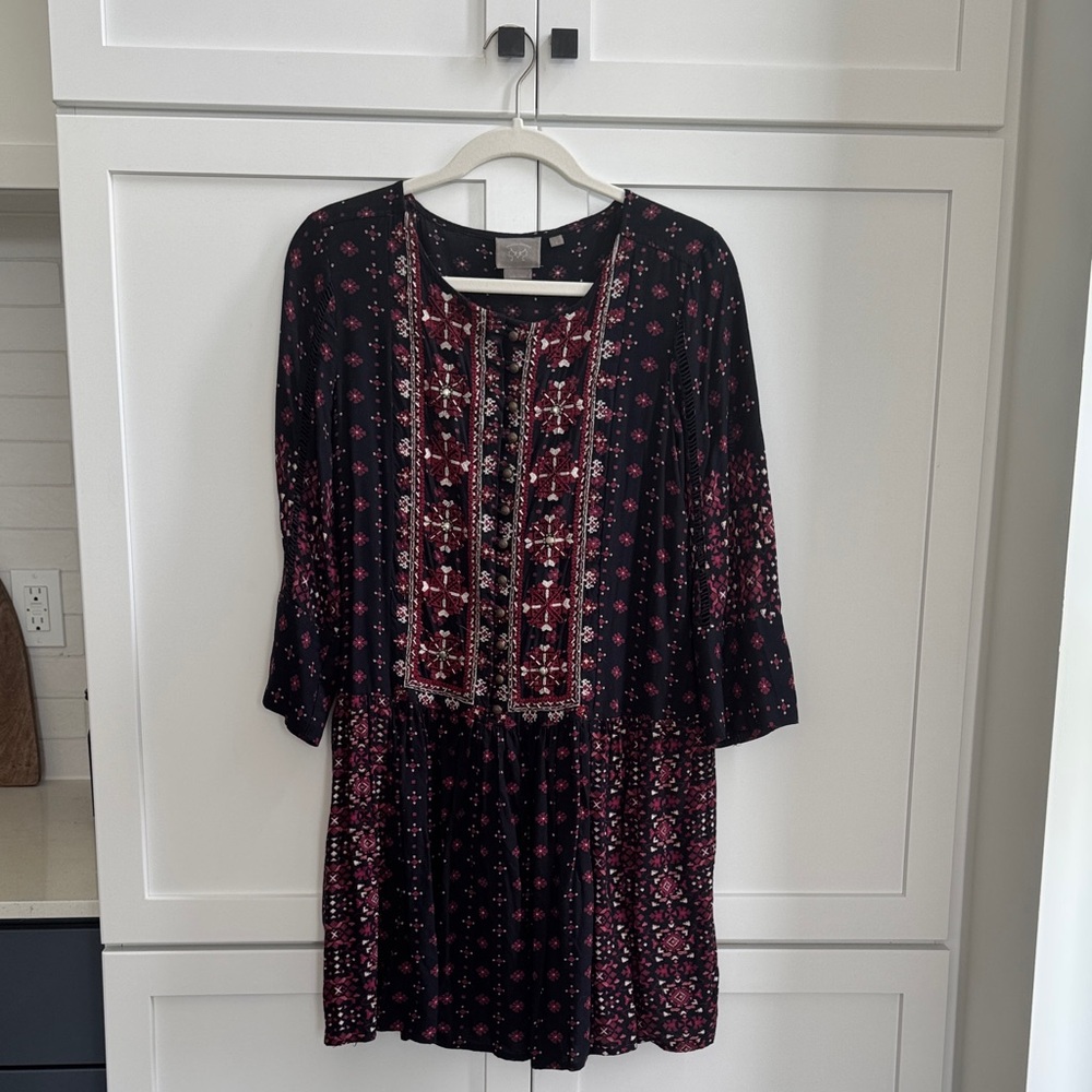 Anthropologie Vanessa Virginia Floral Navy, purple and red Women's Dress